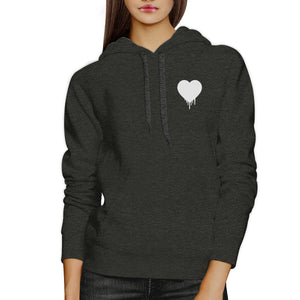 Melting Heart Unisex Grey Hoodie Heart Design Pocket Size Graphic - 365INLOVE