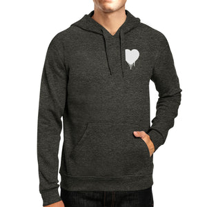 Melting Heart Unisex Grey Hoodie Heart Design Pocket Size Graphic - 365INLOVE