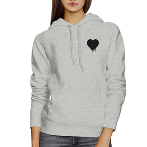 Melting Heart Unisex Gray Hoodie Heart Design Pocket Size Graphic - 365INLOVE