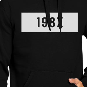 198X Unisex Black Cute Hoodie Pullover Fleece Simple Design For 80s - 365INLOVE