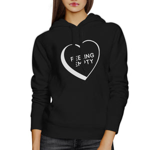 Feeling Empty Heart Unisex Black Hoodie Letter Printed Cute Design - 365INLOVE