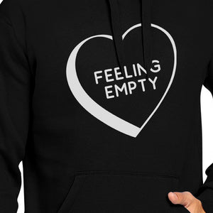 Feeling Empty Heart Unisex Black Hoodie Letter Printed Cute Design - 365INLOVE