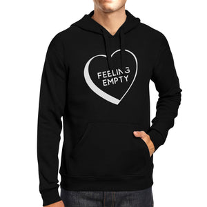 Feeling Empty Heart Unisex Black Hoodie Letter Printed Cute Design - 365INLOVE