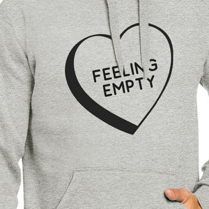 Feeling Empty Heart Unisex Grey Hoodie Letter Printed Cute Design - 365INLOVE