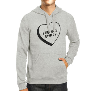 Feeling Empty Heart Unisex Grey Hoodie Letter Printed Cute Design - 365INLOVE