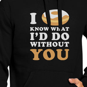 I Doughnut Know Unisex Black Graphic Hoodie Cute Design Fleece - 365INLOVE