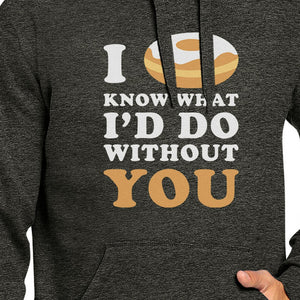 I Doughnut Know Unisex Dark Grey Cute Hoodie Fleece Simple Design - 365INLOVE