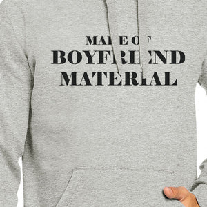 Boyfriend Material Unisex Grey Fleece Hoodie Cute Gift Idea For Him - 365INLOVE