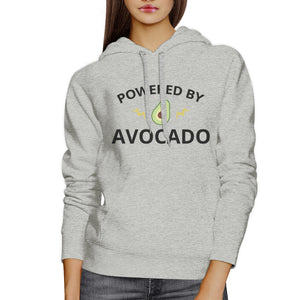Powered By Avocado Unisex Gray Hoodie Crewneck Trendy Design Fleece - 365INLOVE