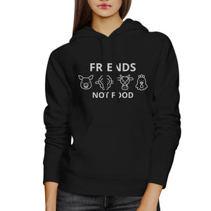 Friends Not Food Unisex Black Hoodie Unique Animal Design Gift Idea - 365INLOVE