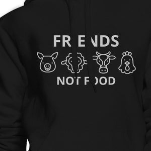 Friends Not Food Unisex Black Hoodie Unique Animal Design Gift Idea - 365INLOVE