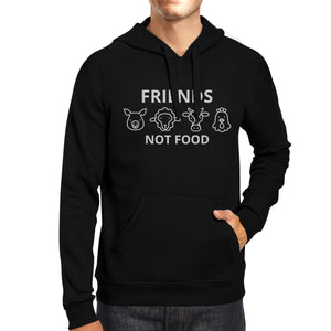 Friends Not Food Unisex Black Hoodie Unique Animal Design Gift Idea - 365INLOVE