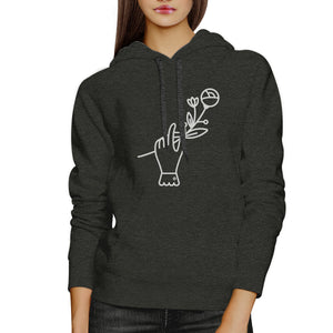 Hand Holding Flower Unisex Dark Gray Craw Neck Pullover Hoodie - 365INLOVE