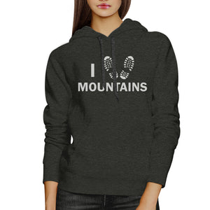 I Heart Mountains Dark Gray Hoodie Unique Graphic Trendy Design - 365INLOVE