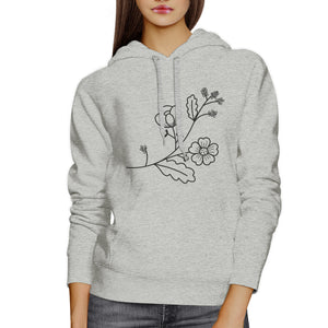 Flower Unisex Hoodie Cute Flower Design Round neck Pullover Fleece - 365INLOVE