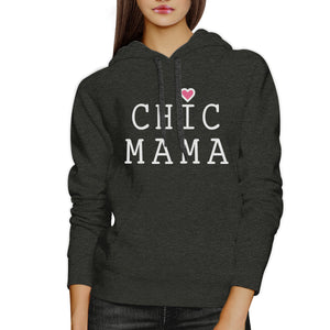 Chic Mama Dark Grey Unisex Hoodie Simple Graphic Top For Young Moms - 365INLOVE