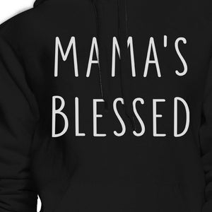 Mamas Blessed Unisex Black Hoodie Fleece Cute Mothers Day Gift Idea - 365INLOVE