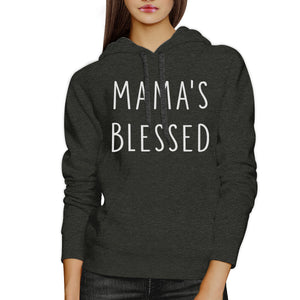 Mama's Blessed Dark Gray Unisex Hoodie Simple Design Fleece For Her - 365INLOVE