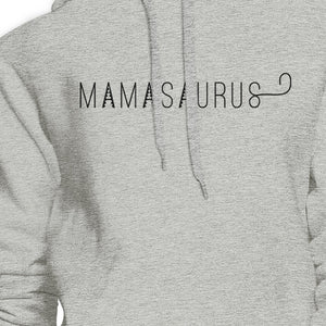 Mamasaurus Gray Round Neck Simple Graphic Hoodie Mom of Boys - 365INLOVE