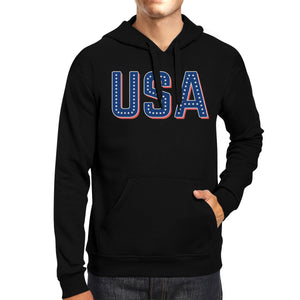 USA With Stars Unisex Black Hoodie 4th Of July Cute Design Hoodie - 365INLOVE