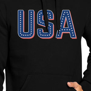 USA With Stars Unisex Black Hoodie 4th Of July Cute Design Hoodie - 365INLOVE