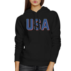 USA With Stars Unisex Black Hoodie 4th Of July Cute Design Hoodie - 365INLOVE