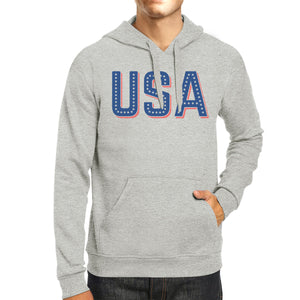 USA With Stars Unisex Gray Cute Independence Day Hoodie Gift Idea - 365INLOVE