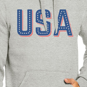 USA With Stars Unisex Gray Cute Independence Day Hoodie Gift Idea - 365INLOVE