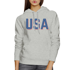 USA With Stars Unisex Gray Cute Independence Day Hoodie Gift Idea - 365INLOVE