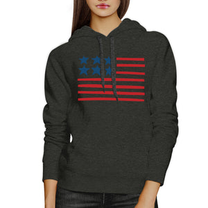 USA Flag Cute American Flag Design Unisex Gray Hoodie Gifts For Her - 365INLOVE