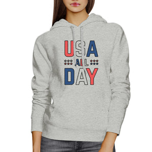 USA All Day Unisex White Hoodie Cute 4th Of July Design Hoodie - 365INLOVE