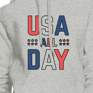 USA All Day Unisex White Hoodie Cute 4th Of July Design Hoodie - 365INLOVE