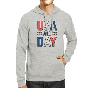 USA All Day Unisex White Hoodie Cute 4th Of July Design Hoodie - 365INLOVE