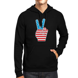 Peace Sign American Flag Hoodie Pullover Fleece Unisex Grey - 365INLOVE