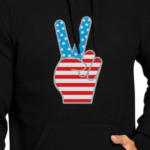 Peace Sign American Flag Hoodie Pullover Fleece Unisex Grey - 365INLOVE