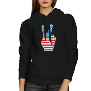 Peace Sign American Flag Hoodie Pullover Fleece Unisex Grey - 365INLOVE