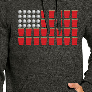 Beer Pong Humorous American Flag Unique Graphic Hoodie Dark Grey - 365INLOVE