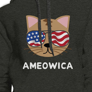 Ameowica Unisex Dark Gray Cute Cat Hoodie For Independence Day - 365INLOVE