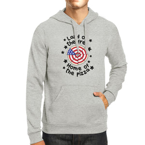 Home Of The Pizza Unisex Gray Funny Independence Day Hoodie Gifts - 365INLOVE