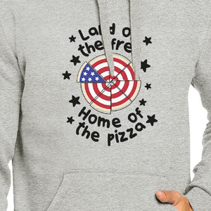 Home Of The Pizza Unisex Gray Funny Independence Day Hoodie Gifts - 365INLOVE