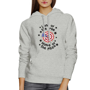 Home Of The Pizza Unisex Gray Funny Independence Day Hoodie Gifts - 365INLOVE