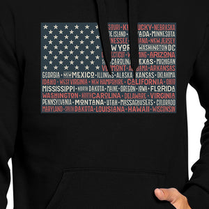 50 States Us Flag Unisex Black Hoodie Crewneck Pullover Graphic Top - 365INLOVE