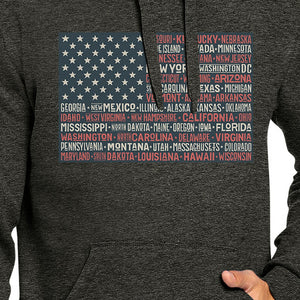 50 States Us Flag Unisex Dark Grey Hoodie Crewneck Pullover Top - 365INLOVE