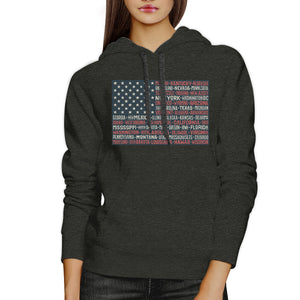 50 States Us Flag Unisex Dark Grey Hoodie Crewneck Pullover Top - 365INLOVE