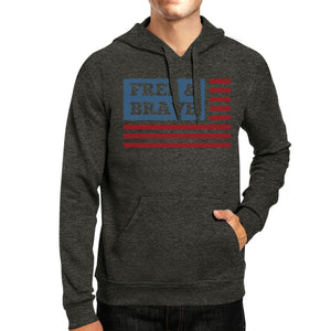 Free Brave Us Flag Unisex Dark Grey Graphic Hoodie Pullover Fleece - 365INLOVE