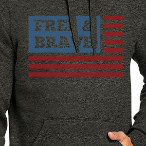 Free Brave Us Flag Unisex Dark Grey Graphic Hoodie Pullover Fleece - 365INLOVE