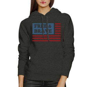 Free Brave Us Flag Unisex Dark Grey Graphic Hoodie Pullover Fleece - 365INLOVE