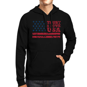 Trust & Love USA Unisex Black Hoodie Crewneck Pullover Fleece Gift - 365INLOVE