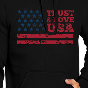 Trust & Love USA Unisex Black Hoodie Crewneck Pullover Fleece Gift - 365INLOVE