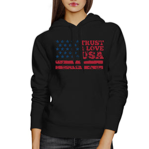 Trust & Love USA Unisex Black Hoodie Crewneck Pullover Fleece Gift - 365INLOVE